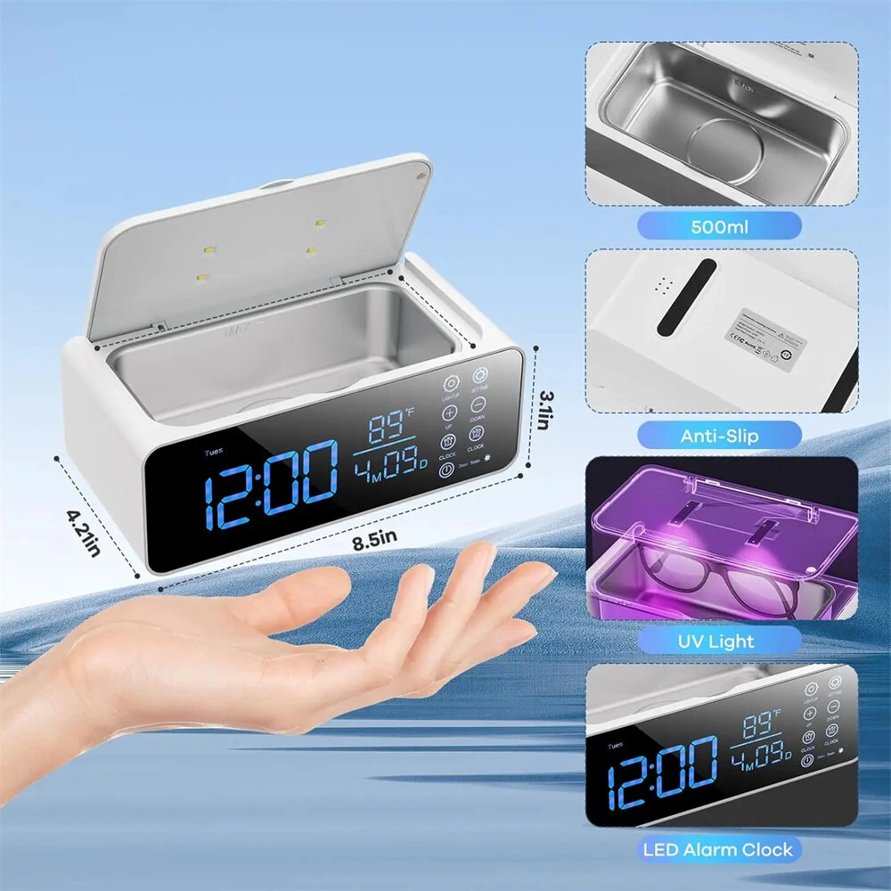 Tevorex Multi-Function Ultrasonic Jewelry Cleaner with 48KHz High-Frequency Vibration, Smart Touch Control, and Stainless Steel Tank Cleaning for Glasses, Watches & Accessories — view 10