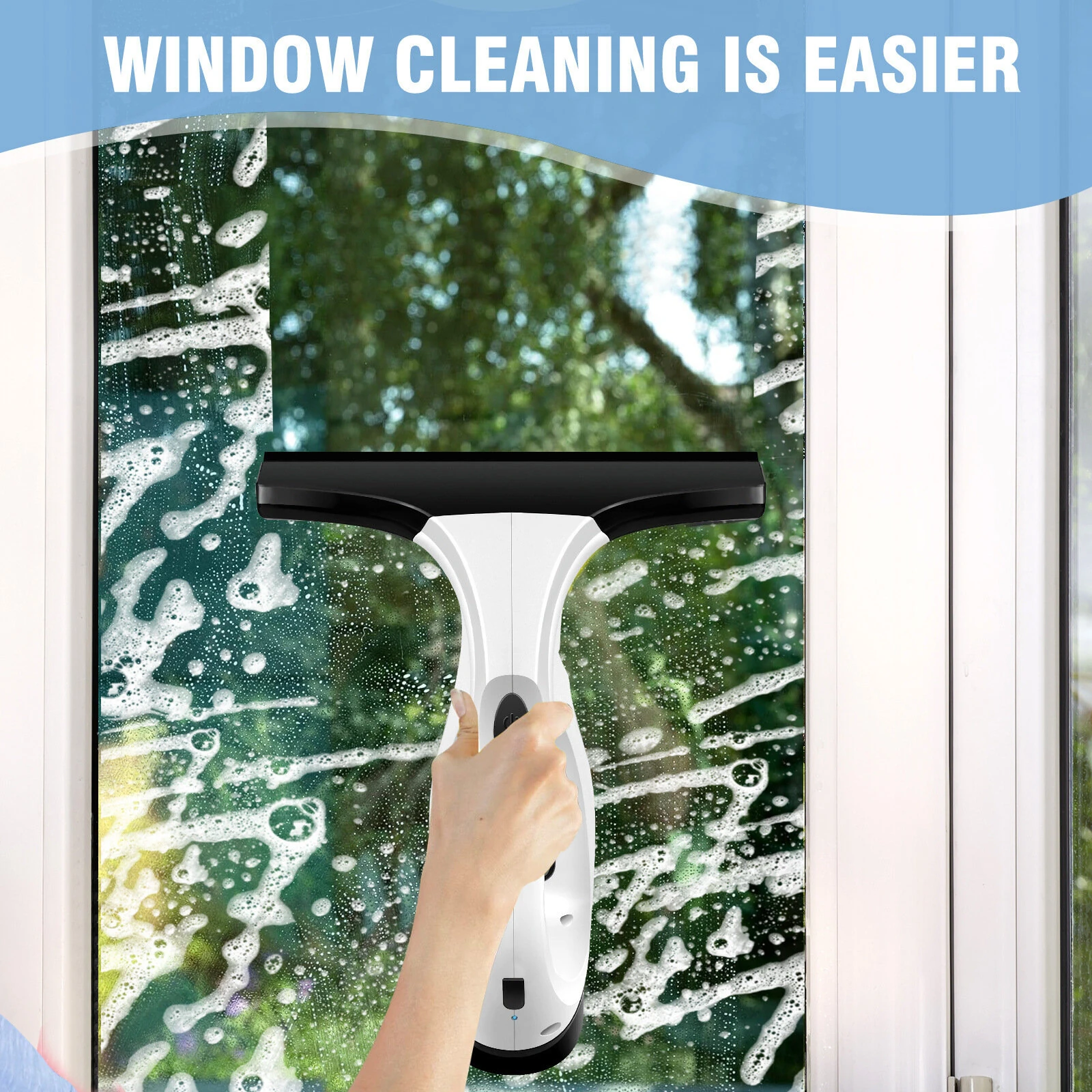Tevorex Multifunctional Electric Cordless Window Cleaner Machine White Cordless Rechargeable Automatic Portable Glass Cleaner Tools — view 3