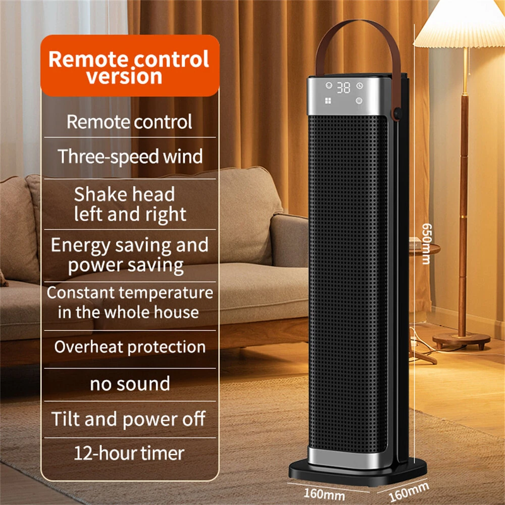 Tevorex Portable Flame Space Heater 2000W Electric Heater with Remote Control 12H Timer PTC Ceramic Heating Safety Heat for Home Bedroom — view 9