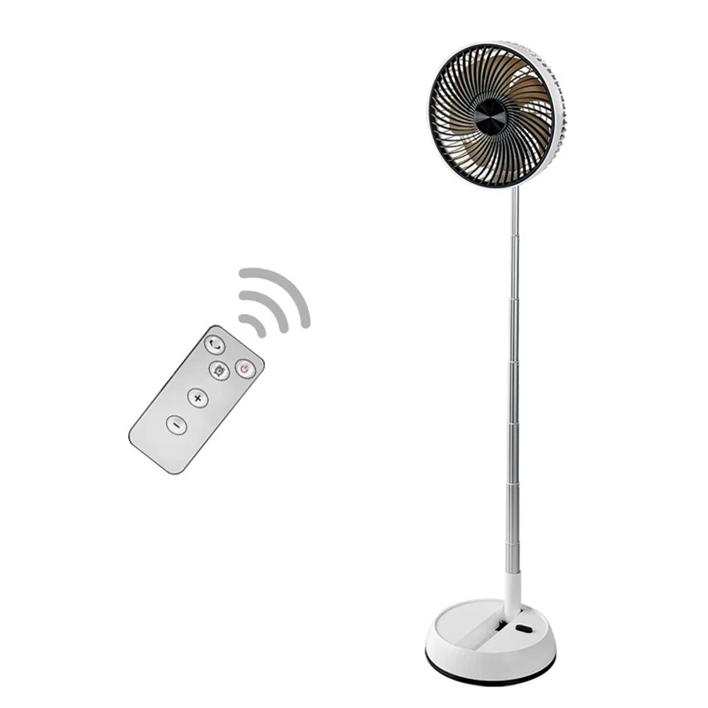 Tevorex Portable Multifunction Oscillating Standing Fan with Three Speed Timing Remote Controller Foldable Desk Fan Rechargeable Battery Powered Pedestal Fan for Bedroom Office Camping — view 2