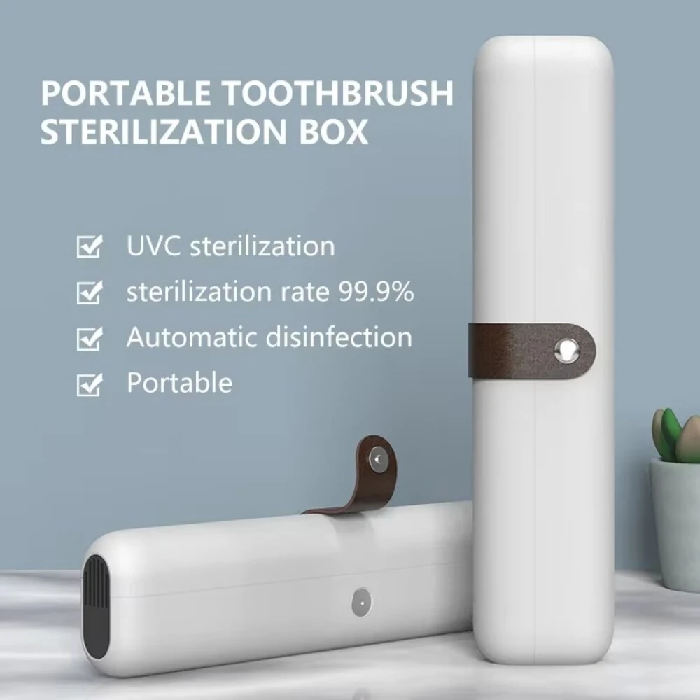 Tevorex Portable Toothbrush Sanitizer Long Battery USB Rechargeable Sterilizer Box Holder Cleaner for Home Travel — view 4