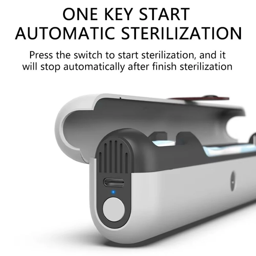 Tevorex Portable Toothbrush Sanitizer Long Battery USB Rechargeable Sterilizer Box Holder Cleaner for Home Travel — view 5