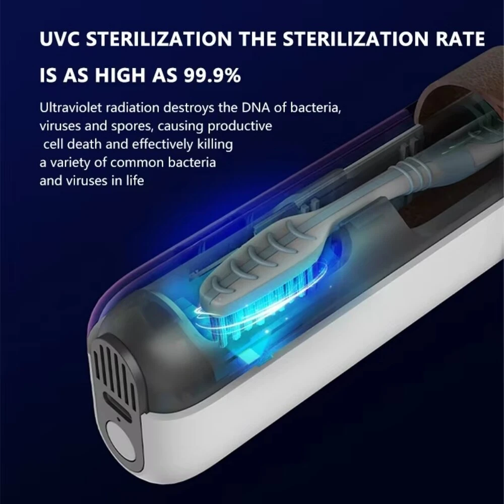 Tevorex Portable Toothbrush Sanitizer Long Battery USB Rechargeable Sterilizer Box Holder Cleaner for Home Travel — view 6