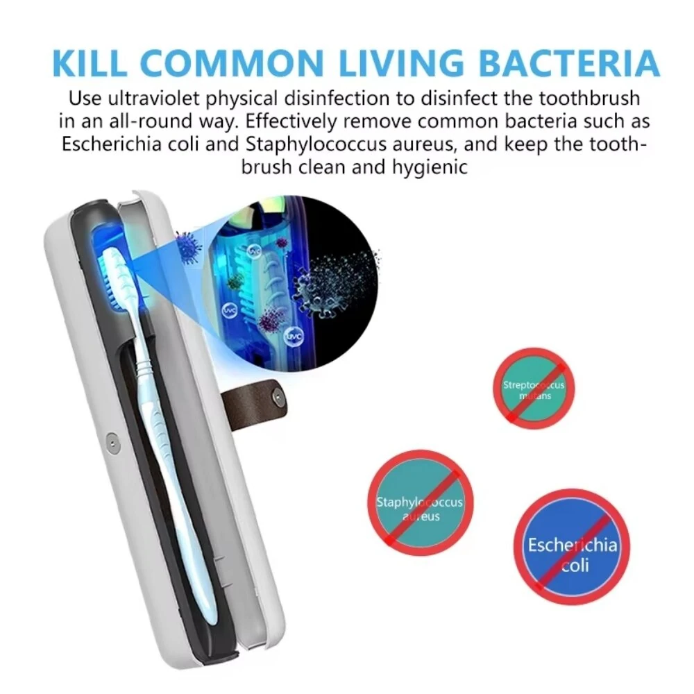 Tevorex Portable Toothbrush Sanitizer Long Battery USB Rechargeable Sterilizer Box Holder Cleaner for Home Travel — view 7