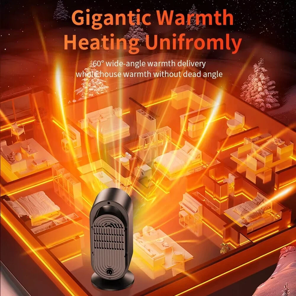 Tevorex PTC Fast Heating Desktop Heater 1500W Touch Control Energy-Saving Space Heater for Home & Office — view 8
