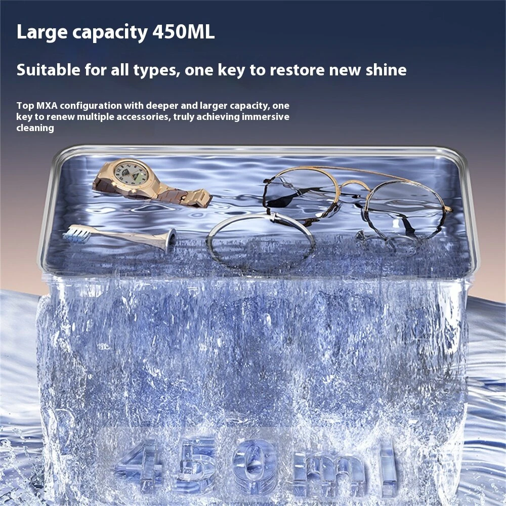Tevorex Ultrasonic Jewelry & Glasses Cleaner 450ml Capacity High-Frequency Vibration Multifunctional Deep Cleaning Machine — view 10