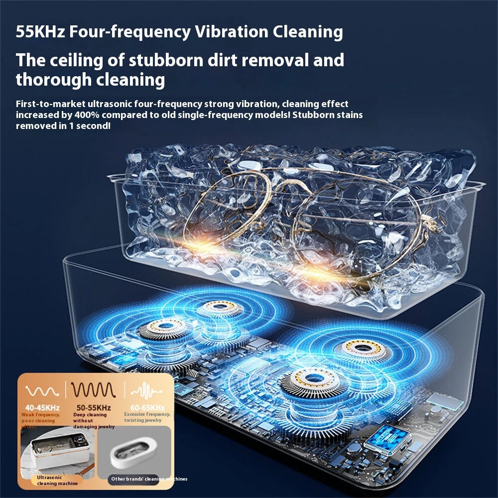 Tevorex Ultrasonic Jewelry & Glasses Cleaner 450ml Capacity High-Frequency Vibration Multifunctional Deep Cleaning Machine — view 9
