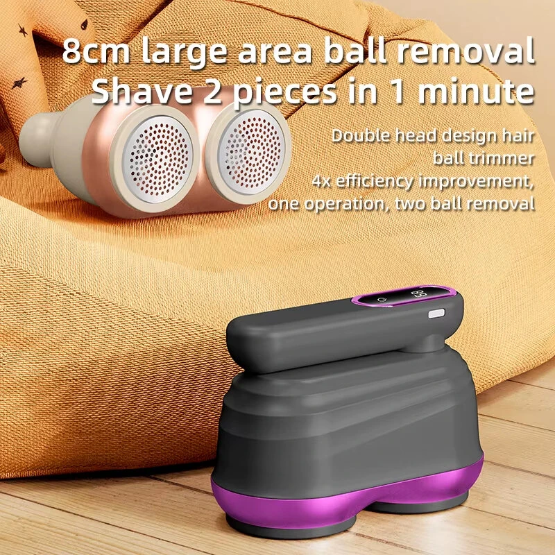 Tevorex USB Rechargeable Double-headed Electric Lint Remover 12-Blades Dual Core Digital LED Display Fabric Shaver Sweater Defuzzer for Home Dorm — view 4