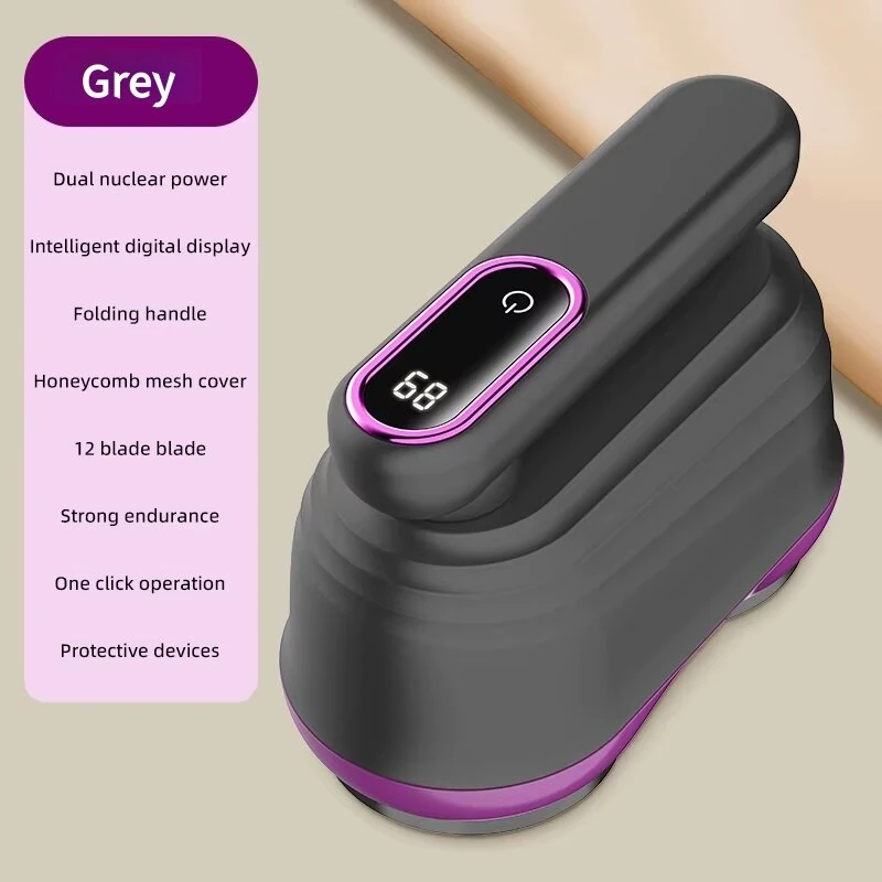 Tevorex USB Rechargeable Double-headed Electric Lint Remover 12-Blades Dual Core Digital LED Display Fabric Shaver Sweater Defuzzer for Home Dorm — view 9