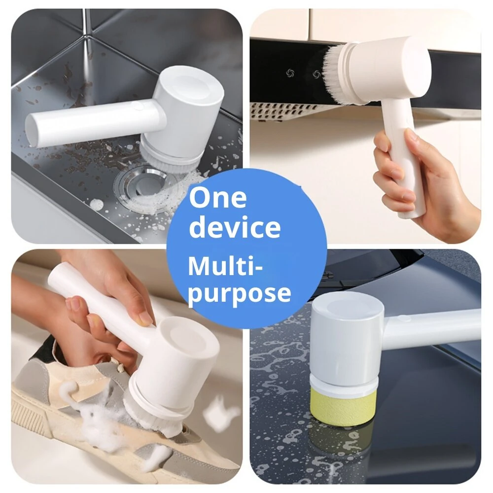 Tevorex Wireless Electric Cleaning Brush, Rechargeable Handheld Scrubber with 3 Brush Heads, IPX6 Waterproof, Dual-Speed 360° Rotating Cleaner for Kitchen & Bathroom — view 9