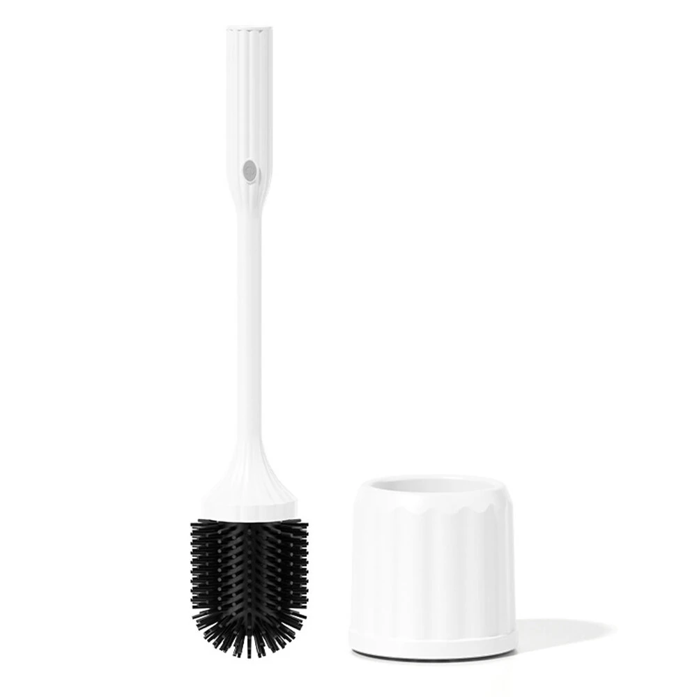 Tevorex Wireless Electric Silicone Head Toilet Brush Long Handle 360° rotation Cleaning Brush Household Bathroom USB Rechargeable White Cleaning Tools — Tevorex