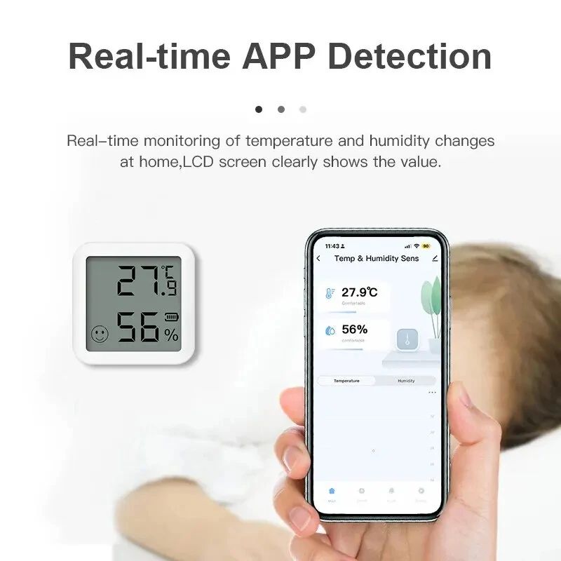 TH05 Tuya bluetooth Temperature Humidity Sensor with LCD Screen Smart Linkage Thermometer Hygrometer APP Remote Control — view 3