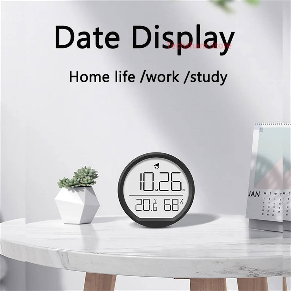 Thin Magnetic Digital LED Wall Clock with Large LCD Display Date Temperature Humidity USB Powered Compact Design for Home Office Wall or Desk Decoration — view 5