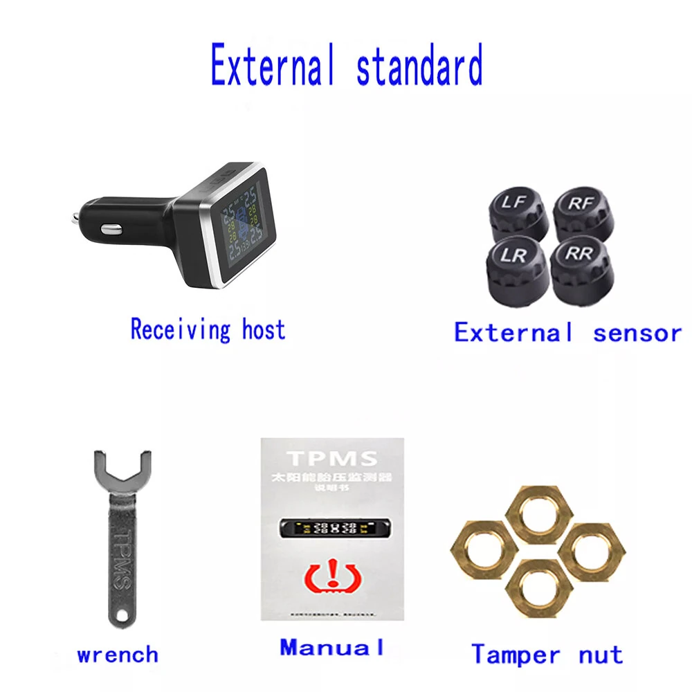 Tire Pressure Monitoring System TPMS Display Wireless Four-Wheel Independent Display Tire Pressure Monitor Tire Pressure Detector — view 8