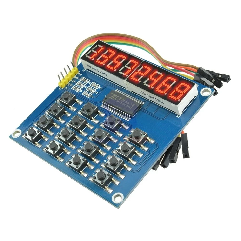 TM1638 3-Wire 16 Keys 8 Bits Keyboard Buttons Display Module Digital Tube Board Scan And Key LED Geekcreit for Arduino — TM1638