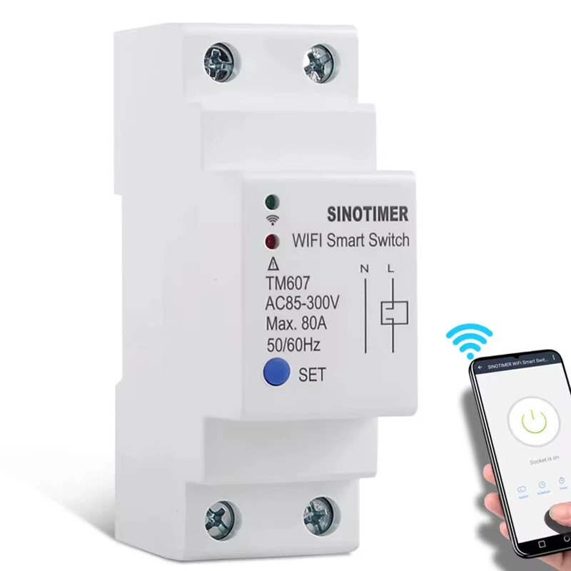 TM607 80A Tuya Smart WiFi Timer Countdown Time Switch APP Wireless Remote Control DIY Lights Work with Alexa Google Home — view 2