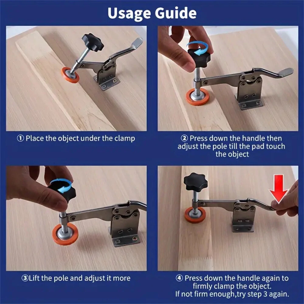 Toggle Clamp Stainless Steel Quick-Release Horizontal Clamp Adjustable Anti-Slip Hold Down Clamp For Woodworking Welding — view 7