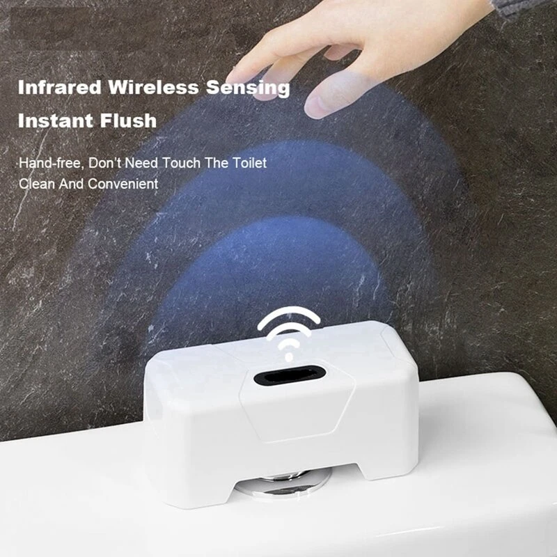 Toilet Flush Button Plastic Toilet Flush Button Toilet Smart Sensor Flusher ExternalInfrared Flush Smart Toilet Flushing Sensor — view 2