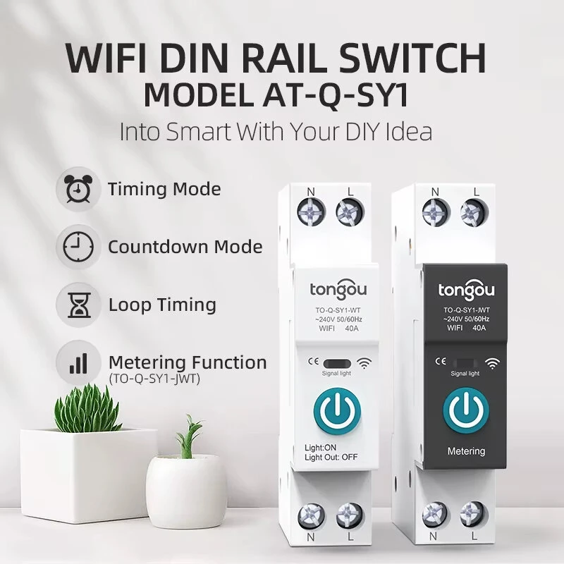 Tongou Tuya WiFi Smart Circuit Breaker Switch 32A-63A 90V-240V Remote Voice Control with App Timer Modes Smart Home Automation [No Metering] — view 3