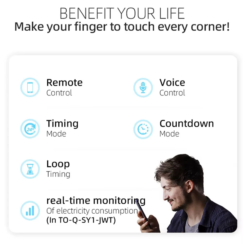 Tongou Tuya WiFi Smart Circuit Breaker Switch 32A-63A 90V-240V Remote Voice Control with App Timer Modes Smart Home Automation [No Metering] — view 4