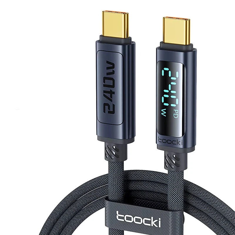 Toocki TQ-X57C4 PD240W USB-C to USB-C Digital Display Cable PD3.1 QC4.0 Fast Charging Data Transmission Copper Core Line 1M/2M Long for iPhone 16 16 Pro 15 14 Pro Max for Xiaomi 15 Pro for Samsung Galaxy S25 Pro — Toocki