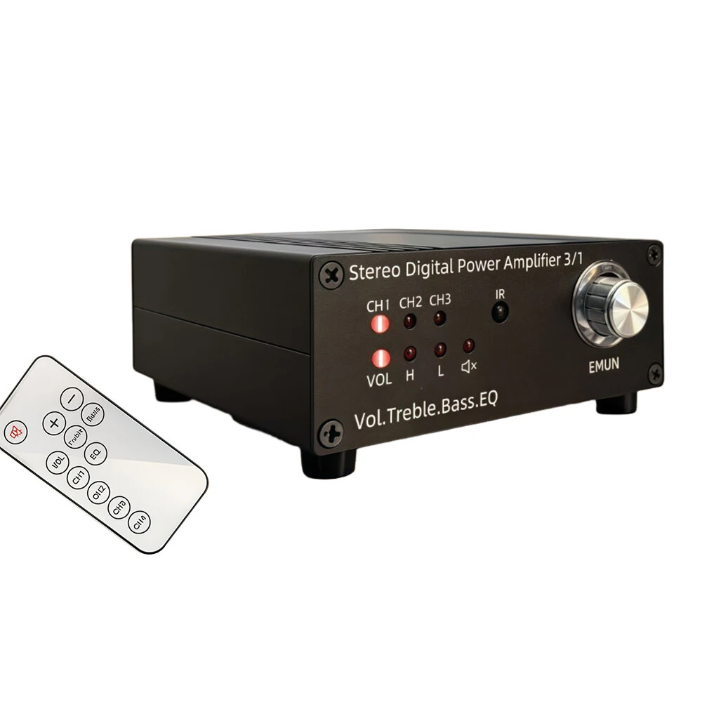 TPA3116 Stereo Digital Amplifier 50W x 2 Power Output EQ Mode Bass Treble Control RCA Inputs Audio System Remote Control High Performance Chip — TPA3116