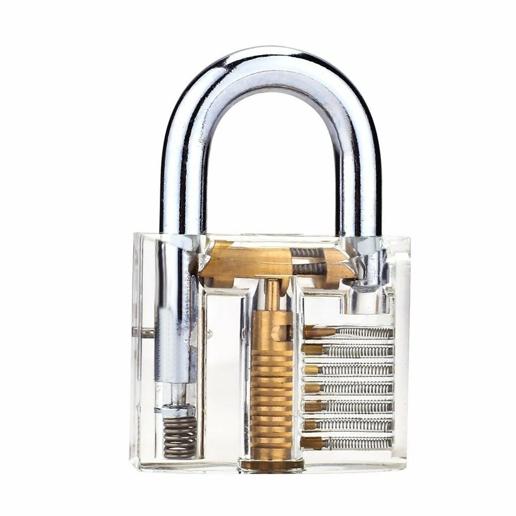 Transparent Practice Padlock with 12pcs Unlocking Lock Picks Set Key Extractor Tools — view 6