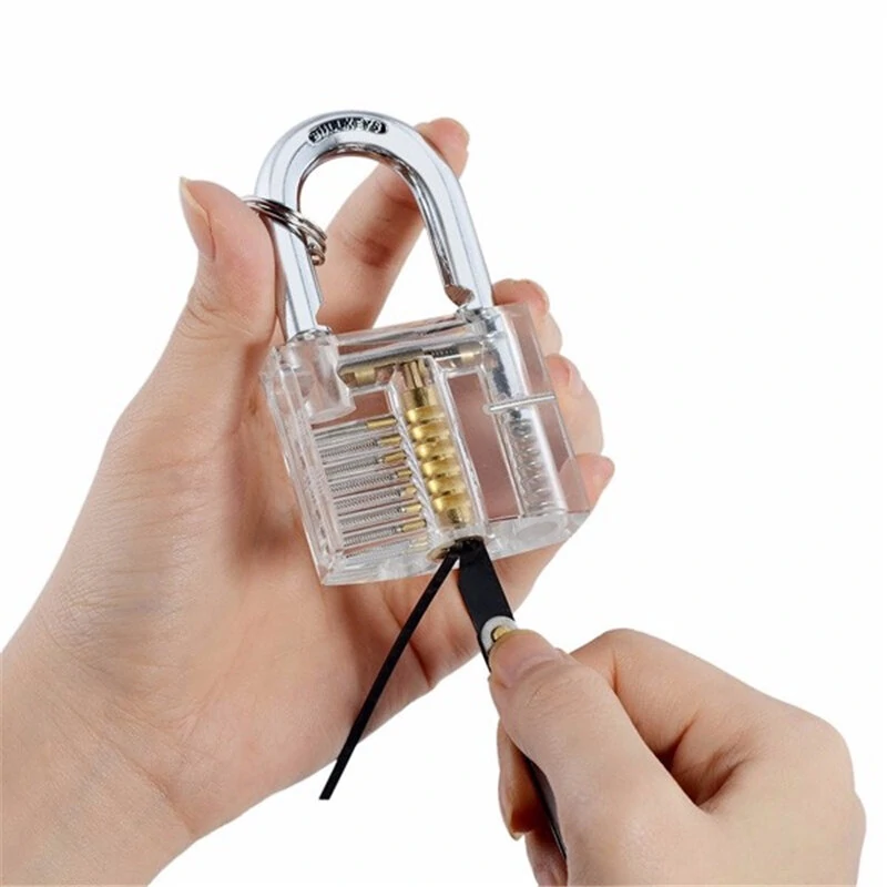 Transparent Practice Padlock with 12pcs Unlocking Lock Picks Set Key Extractor Tools — view 8