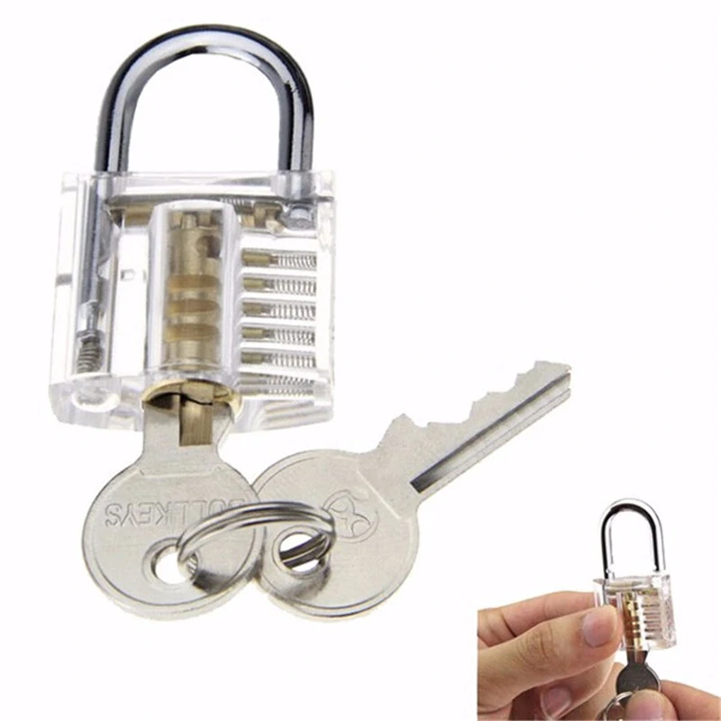 Transparent Practice Padlock with 12pcs Unlocking Lock Picks Set Key Extractor Tools — view 9