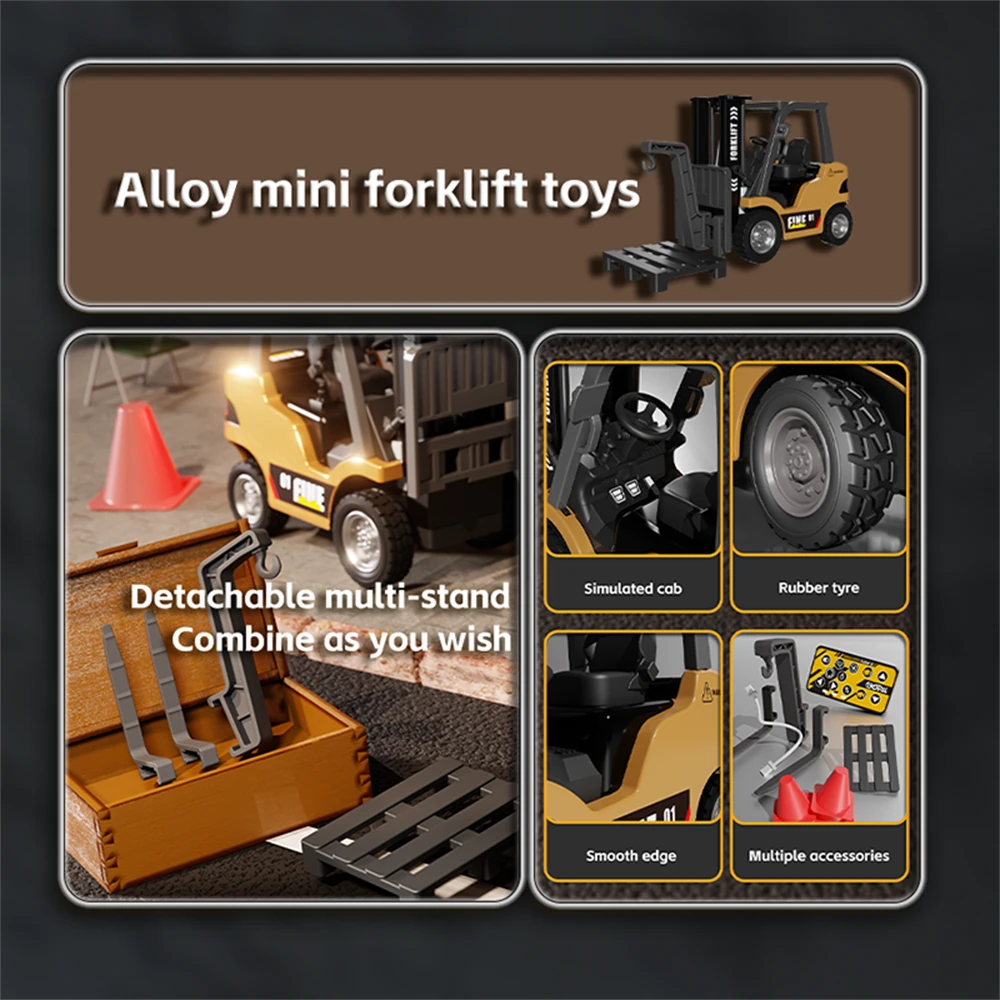 TRASPED HG4-243 RTR 1/64 2.4G Mini RC Car Alloy Forklift Support App Remote Controlled LED Light Sound Engineering Vehicle Desktop Toys Model Collection Gift For Boys — view 10