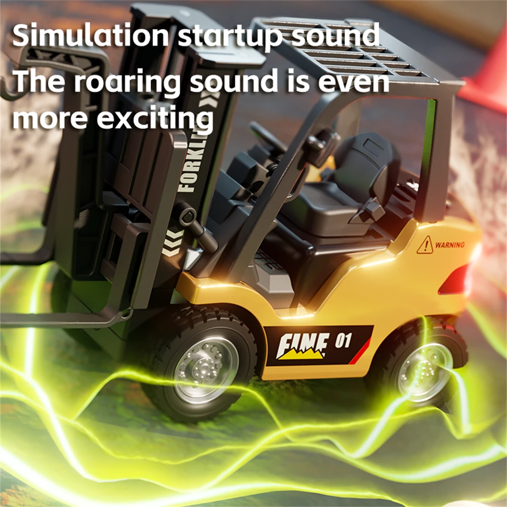 TRASPED HG4-243 RTR 1/64 2.4G Mini RC Car Alloy Forklift Support App Remote Controlled LED Light Sound Engineering Vehicle Desktop Toys Model Collection Gift For Boys — view 3