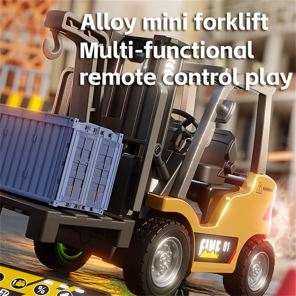 TRASPED HG4-243 RTR 1/64 2.4G Mini RC Car Alloy Forklift Support App Remote Controlled LED Light Sound Engineering Vehicle Desktop Toys Model Collection Gift For Boys — view 4