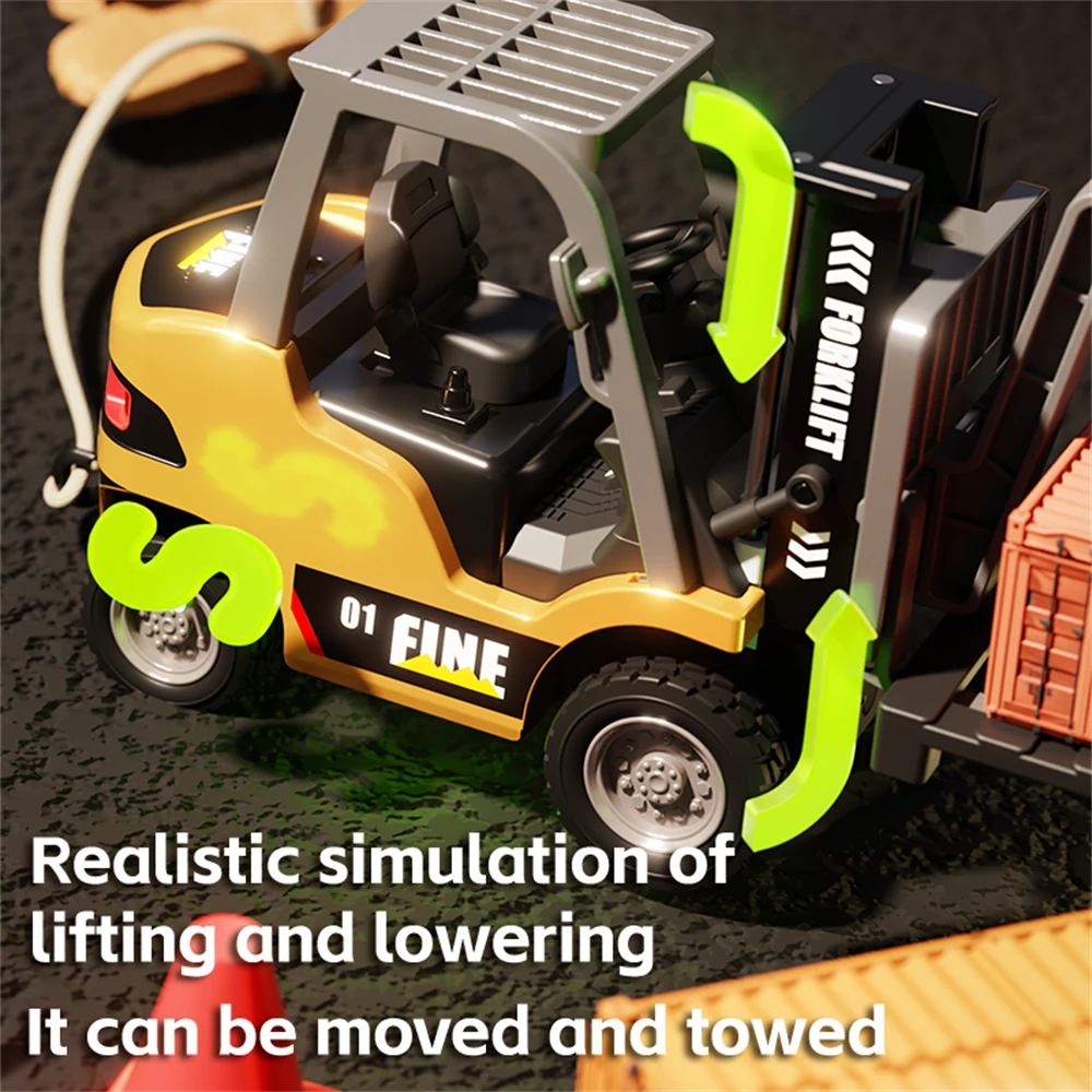 TRASPED HG4-243 RTR 1/64 2.4G Mini RC Car Alloy Forklift Support App Remote Controlled LED Light Sound Engineering Vehicle Desktop Toys Model Collection Gift For Boys — view 5