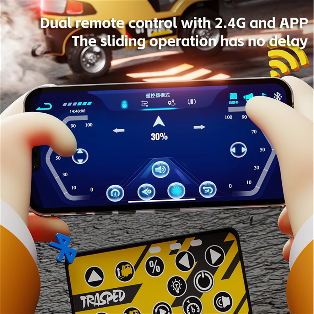 TRASPED HG4-243 RTR 1/64 2.4G Mini RC Car Alloy Forklift Support App Remote Controlled LED Light Sound Engineering Vehicle Desktop Toys Model Collection Gift For Boys — view 8