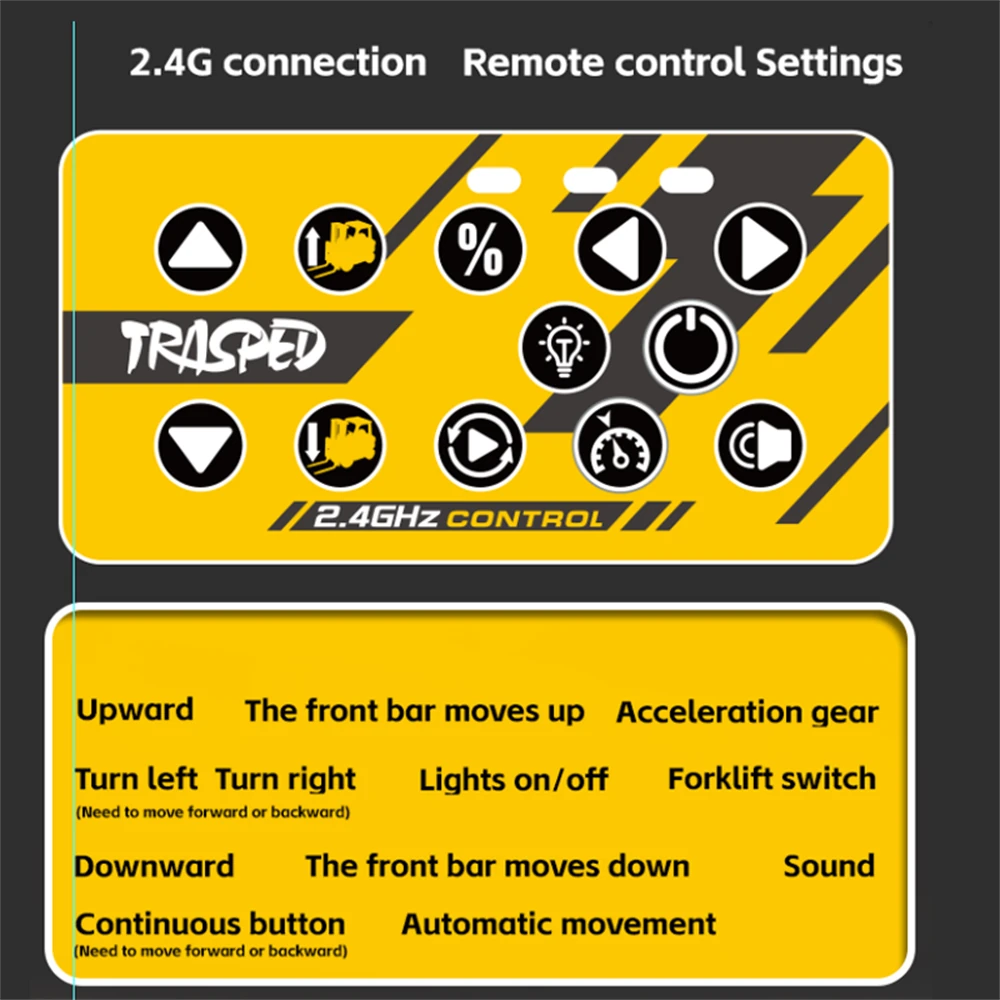 TRASPED HG4-243 RTR 1/64 2.4G Mini RC Car Alloy Forklift Support App Remote Controlled LED Light Sound Engineering Vehicle Desktop Toys Model Collection Gift For Boys — view 9