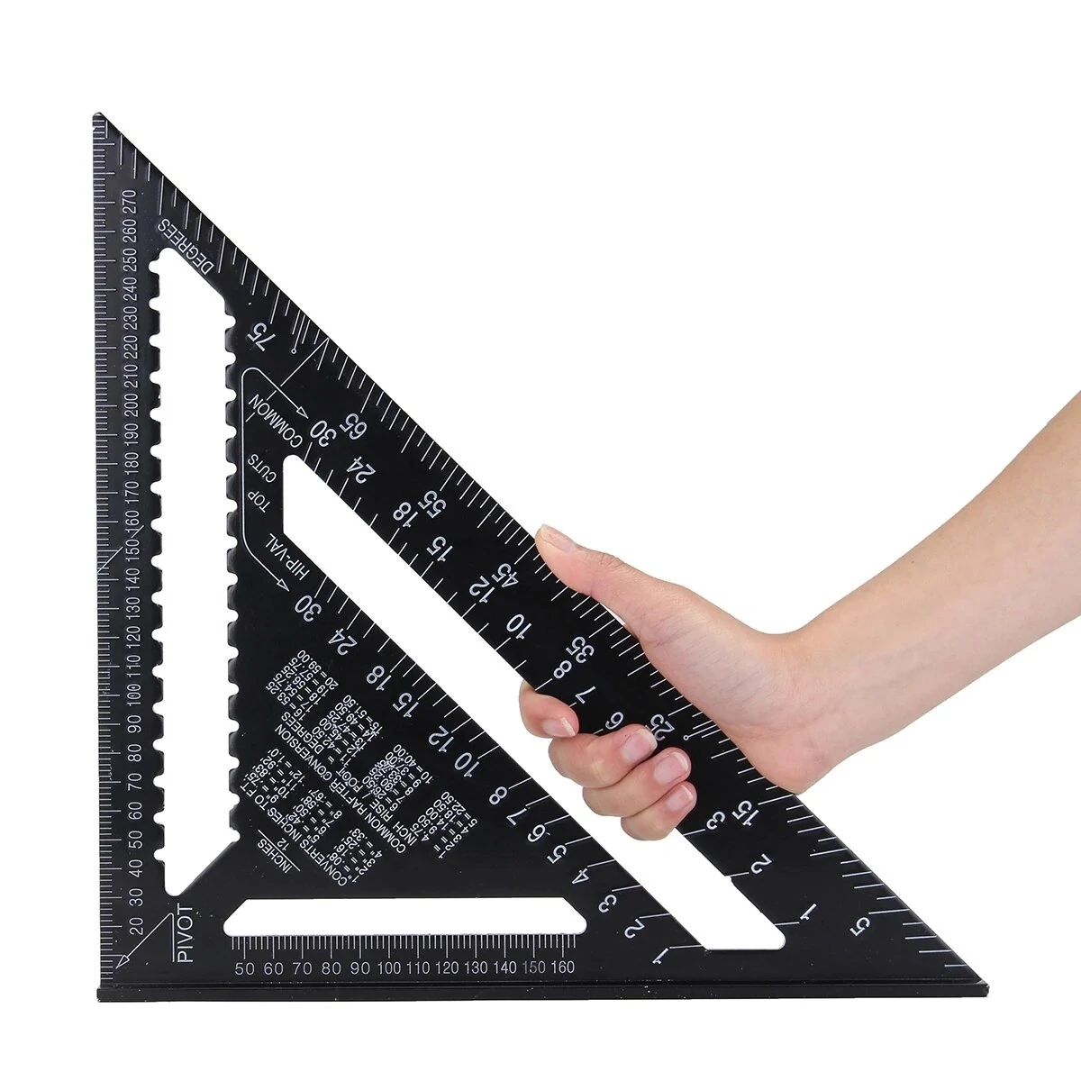 Triangle Angle Ruler 7/12 inch Metric Aluminum Alloy Angle Protractor Triangular Measuring Ruler Woodwork Speed Square Triangle — view 3