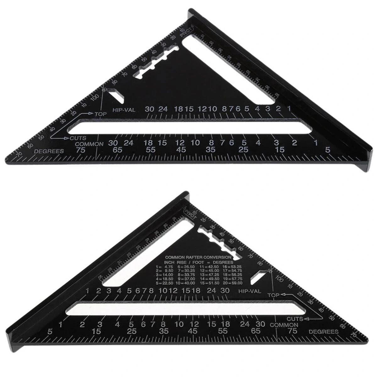 Triangle Angle Ruler 7/12 inch Metric Aluminum Alloy Angle Protractor Triangular Measuring Ruler Woodwork Speed Square Triangle — view 4