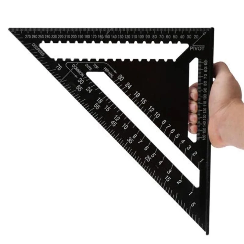 Triangle Angle Ruler 7/12 inch Metric Aluminum Alloy Angle Protractor Triangular Measuring Ruler Woodwork Speed Square Triangle — view 6