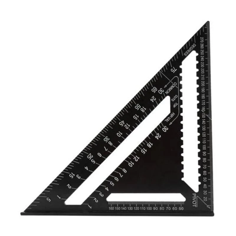 Triangle Angle Ruler 7/12 inch Metric Aluminum Alloy Angle Protractor Triangular Measuring Ruler Woodwork Speed Square Triangle — view 7