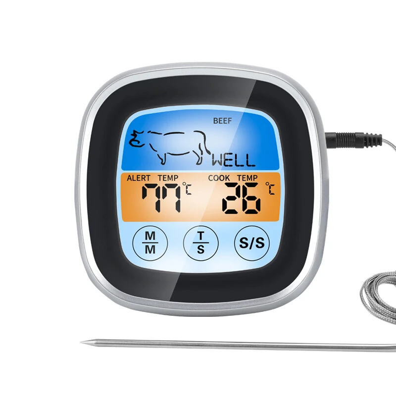 TS-62 Touch Screen BBQ Thermometer Digital Kitchen Meat Probe with LCD Display 8 Cook Mode Countdown Overtamperature Alarm Function for Grilling BBQ Cooking Meat — view 7
