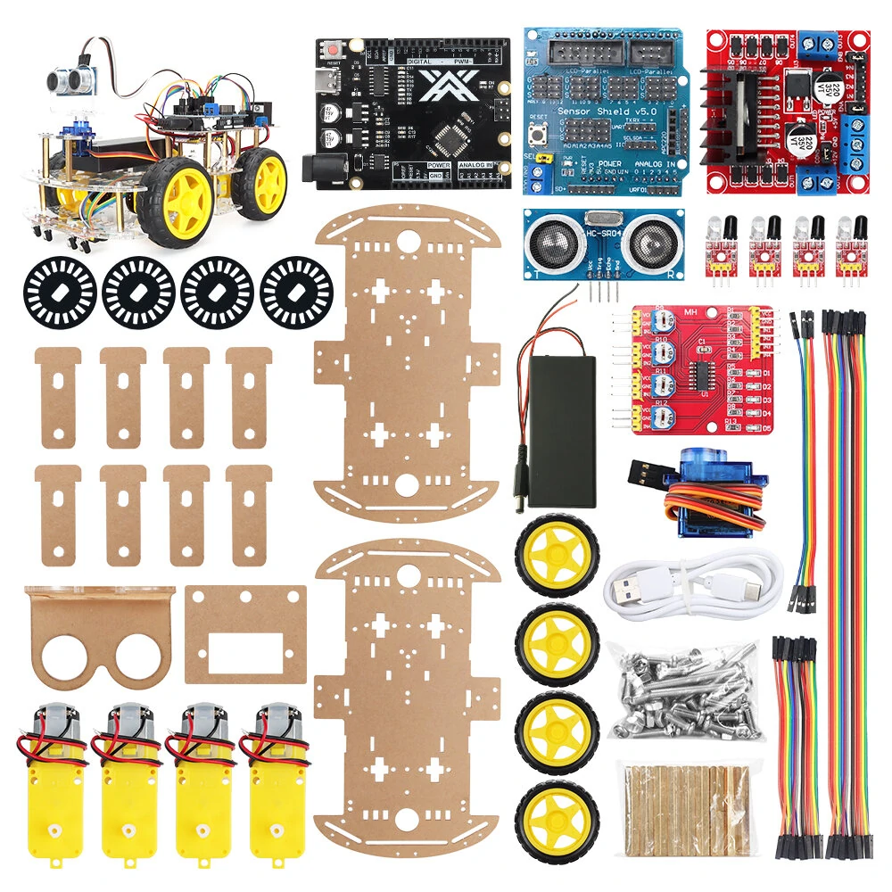 TSCINBUNY Smart Robot Car Starter Kit For Arduino Programming Electronic 4WD Robot Car Robotics Educational Kits — view 8