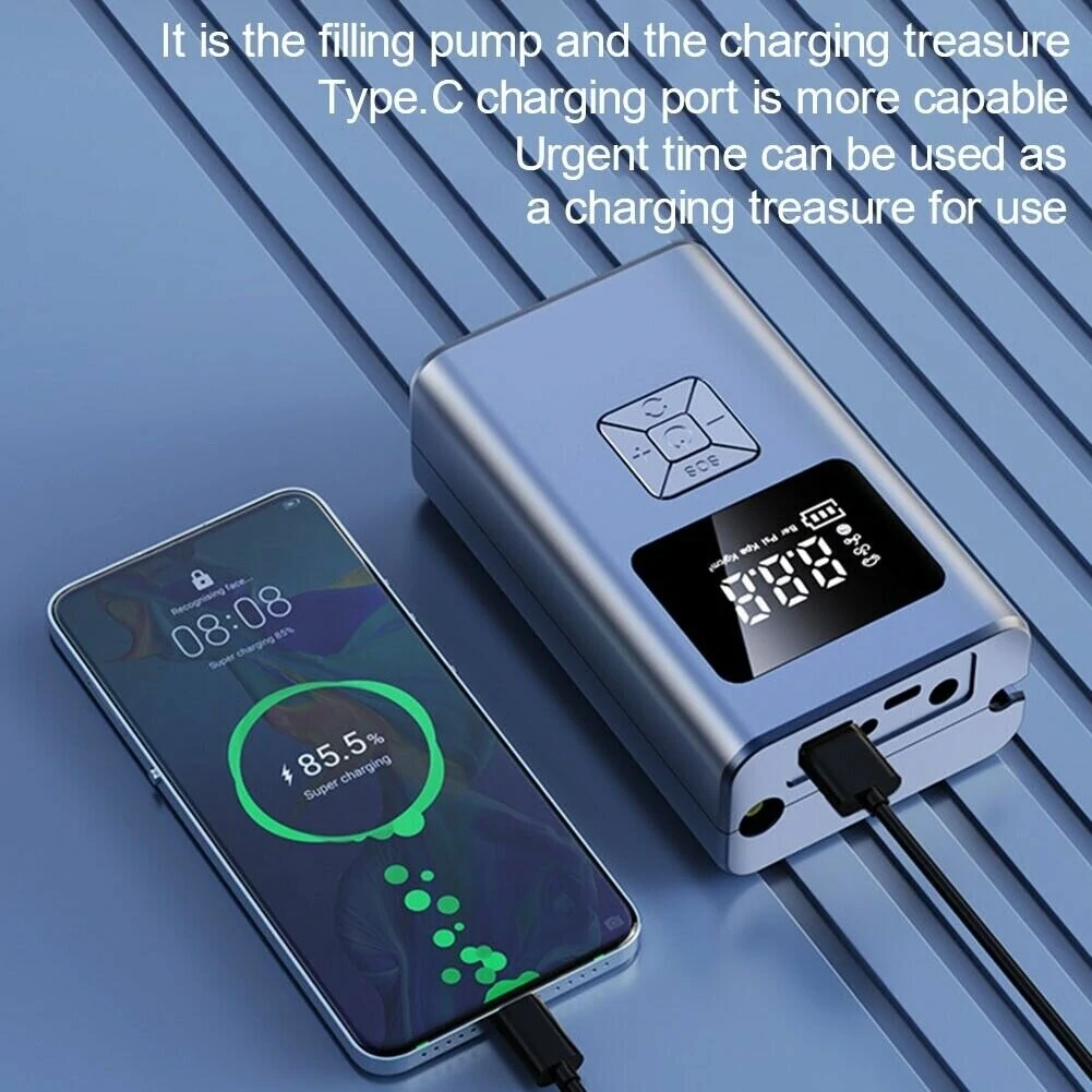 TUERBB T-AP66 Cordless Tire Inflator 4000mAh Air Pump with LED Light Power Bank for Cars, Motorcycles, Bicycles, Balls, Etc. — view 6