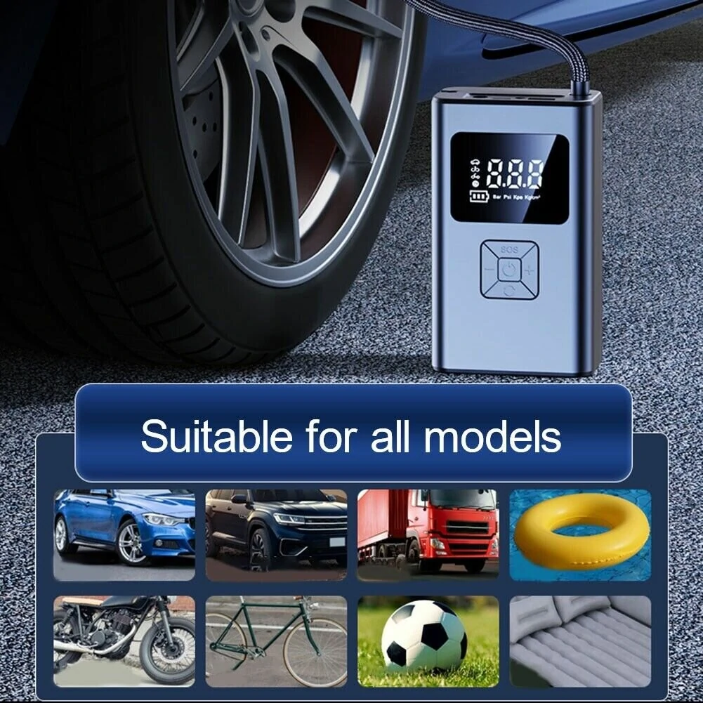 TUERBB T-AP66 Cordless Tire Inflator 4000mAh Air Pump with LED Light Power Bank for Cars, Motorcycles, Bicycles, Balls, Etc. — view 7