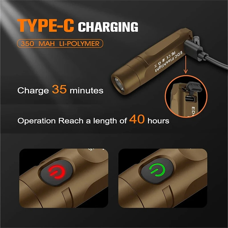 TUNENGE S15 650LM Mini Porable LED Keychain Flashlight USB Rechargeable Pocket Light Waterproof Emergency Outdoor Camping Fishing Lighting — view 6