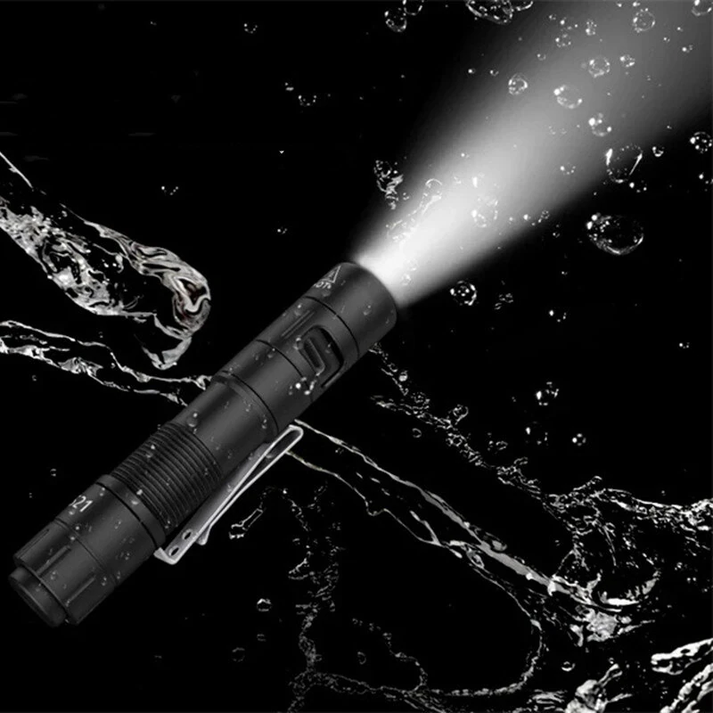 TUNENGE S21 880LM 200M Mini Clip Flashlight with Battery & Diffuser Magenetic Tail Rechargeable Tacitical Switch Pen-shape LED Torch 14500/AA Battery EDC Flashlight for Hiking Camping Outdoor Emergency — view 3