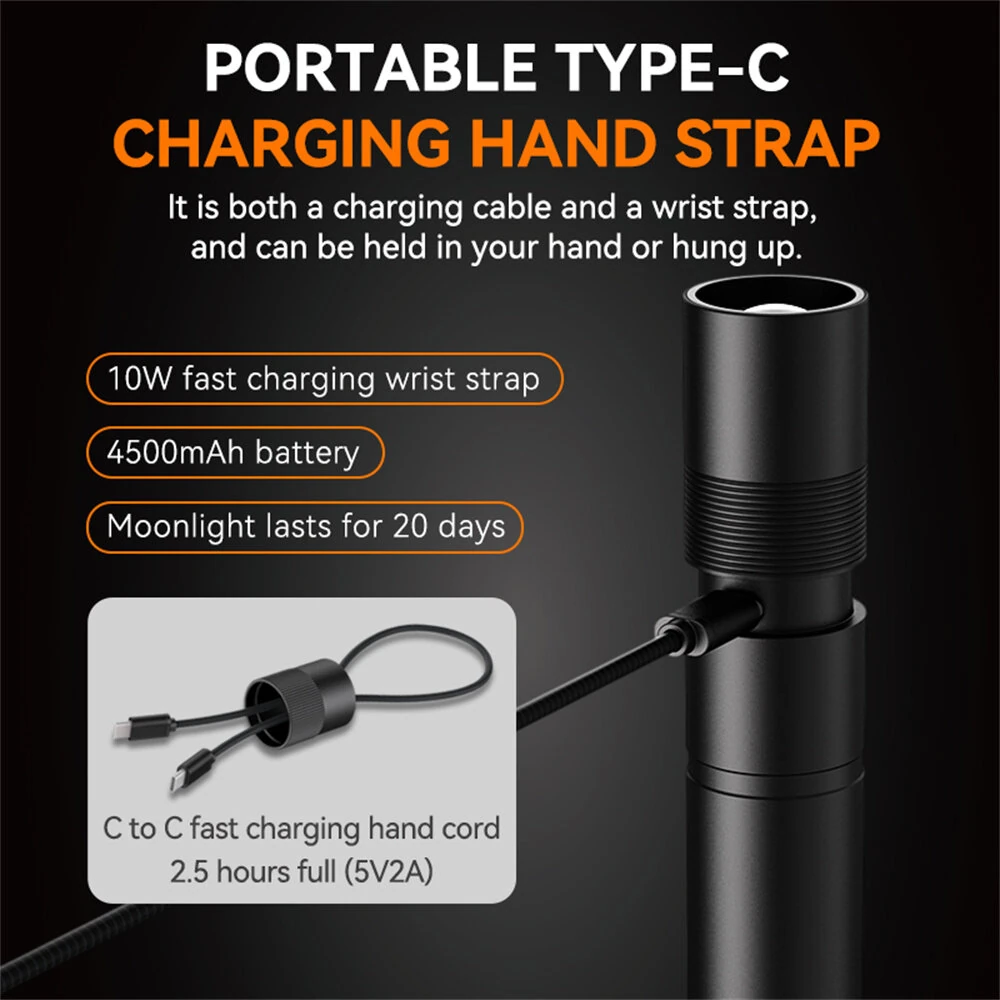 TUNENGE T7 Multifunctional 1500 Lumen Rechargeable LED Flashlight with Side Light Adjustable Camping Stand for Outdoor Adventures Camping Riding LED Torch Work Light — view 10