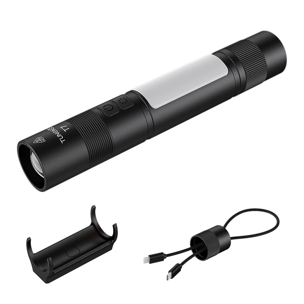TUNENGE T7 Multifunctional 1500 Lumen Rechargeable LED Flashlight with Side Light Adjustable Camping Stand for Outdoor Adventures Camping Riding LED Torch Work Light — view 2