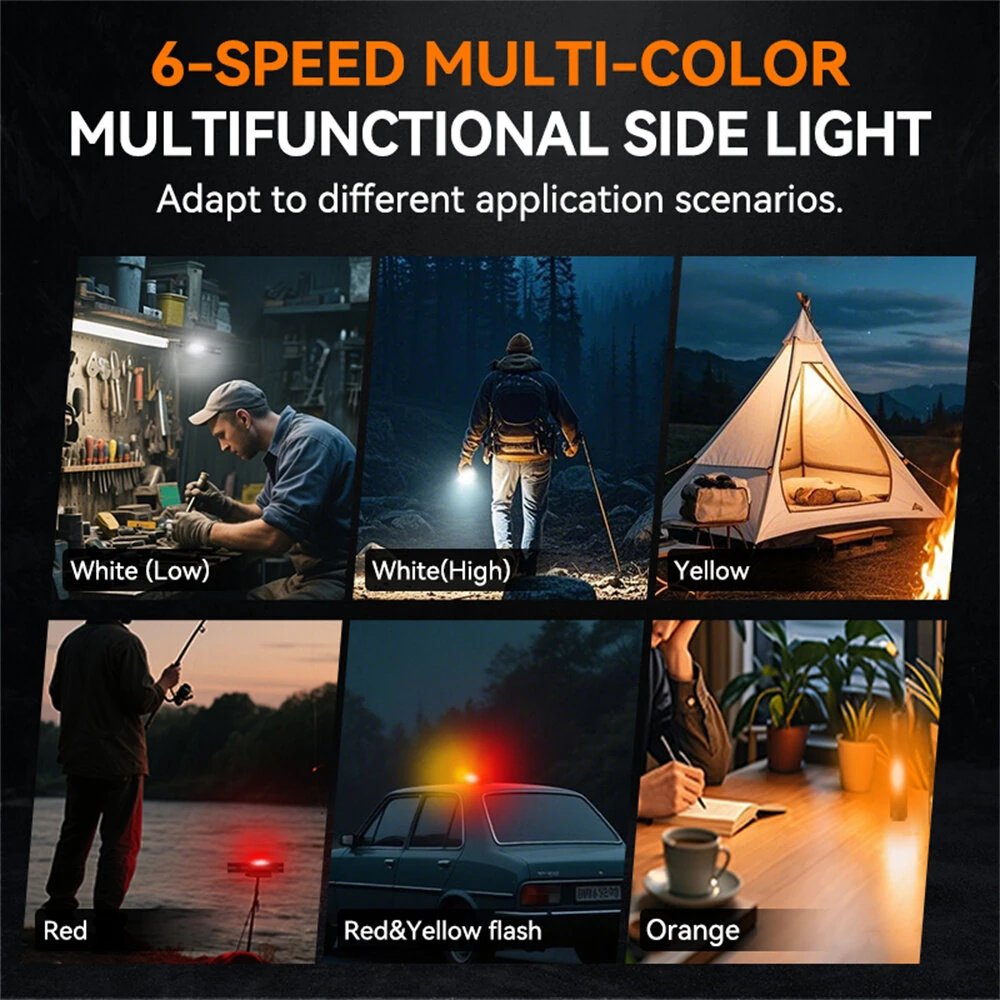 TUNENGE T7 Multifunctional 1500 Lumen Rechargeable LED Flashlight with Side Light Adjustable Camping Stand for Outdoor Adventures Camping Riding LED Torch Work Light — view 7