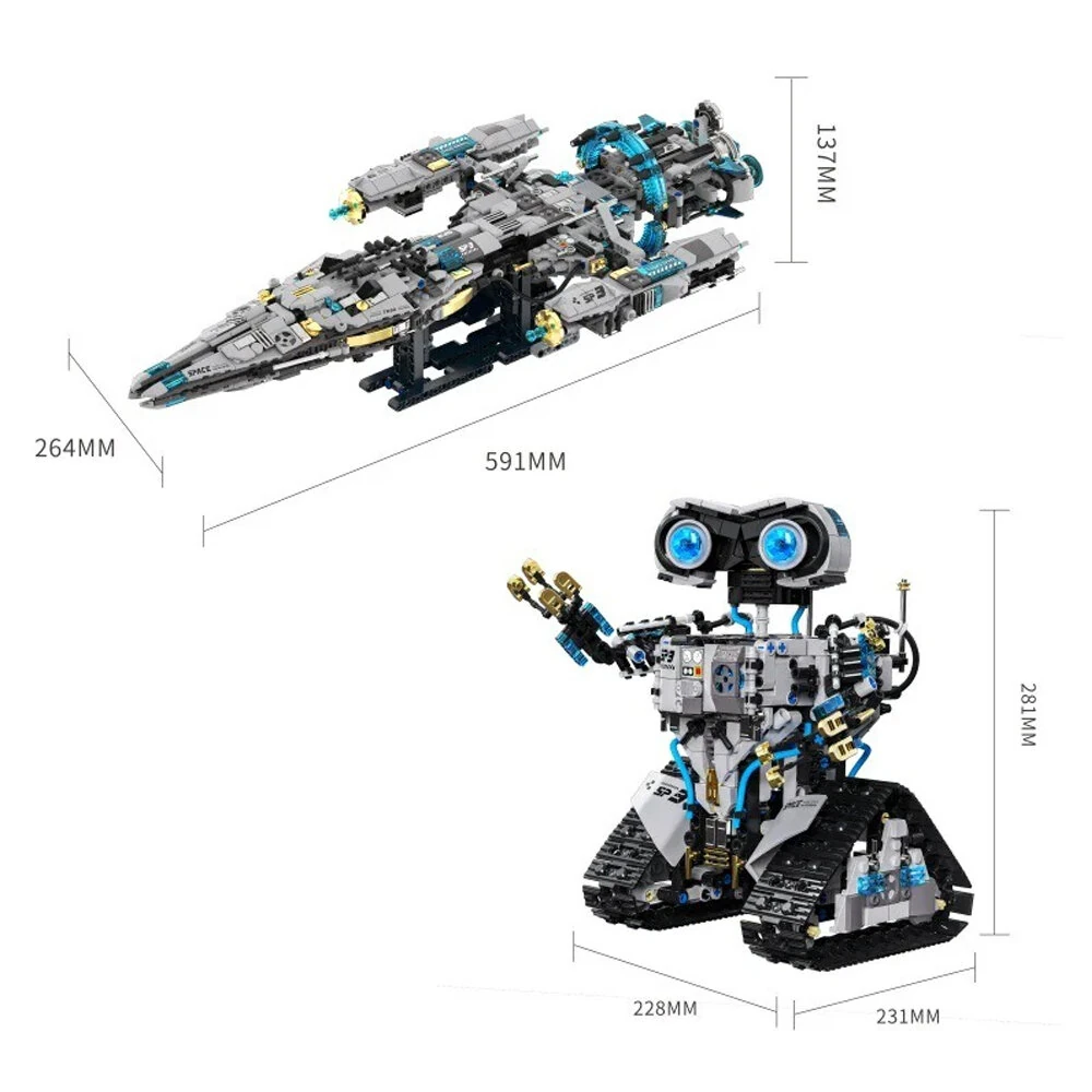 TUOMU T1107 1468pcs Dual-mode Spaceship Robot Combination 2-in-1 Building Block Assembly Kit Kid Christmas Gift — view 8