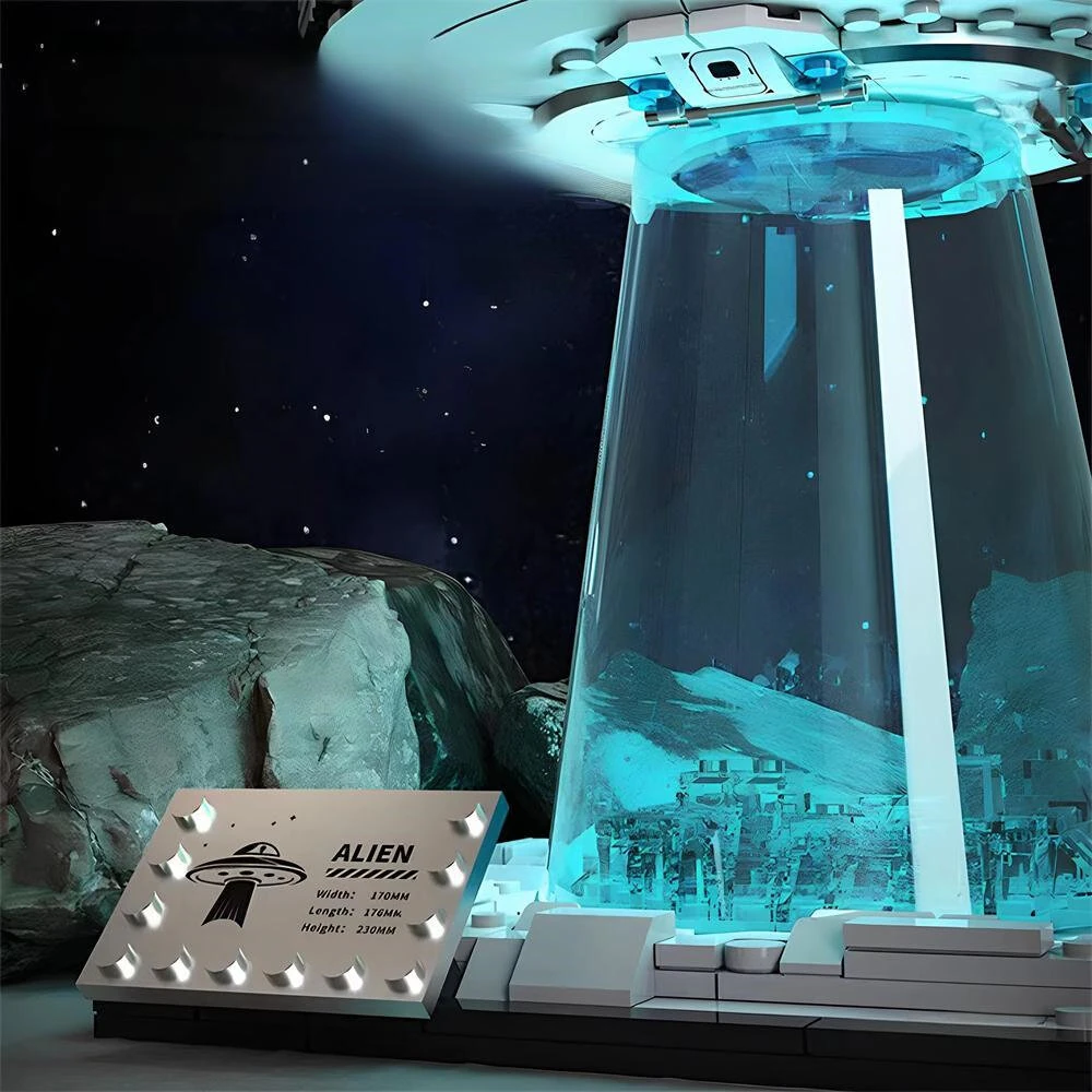 TUOMU T3012 Space Exploration Model UFO Spaceship LED Light Building Block Brick Toy Set for Kids Children Gift — view 7